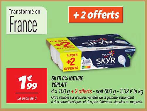 SKYR 0% NATURE YOPLAIT + 2 offerts