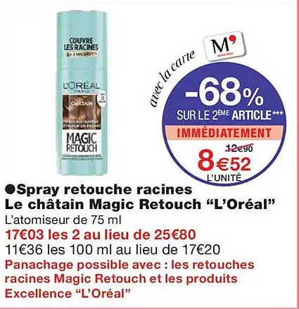 Spray retouche racines Le châtain Magic Retouch “L’Oréal”