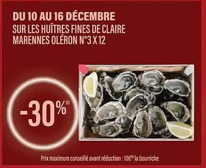 SUR LES HUÎTRES FINES DE CLAIRE MARENNES OLÉRON N°3 X 12