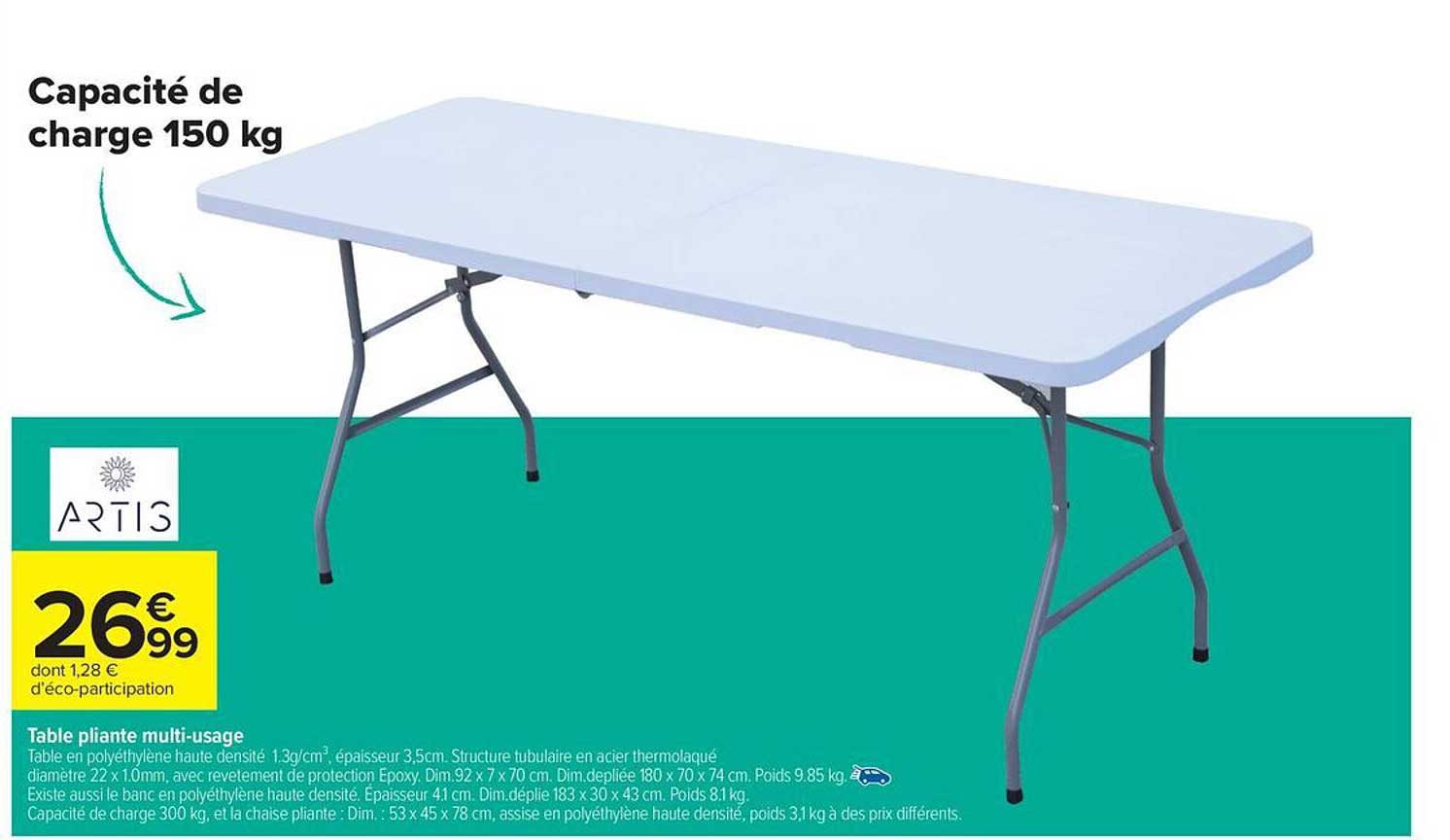 Table pliante multi-usage