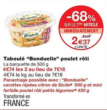 Taboulé "Bonduelle" poulet rôti