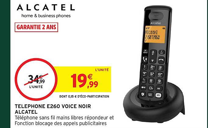 TELEPHONE E260 VOICE NOIR ALCATEL