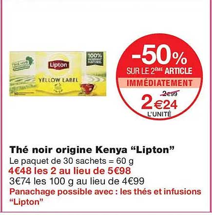 Thé noir origine Kenya "Lipton"