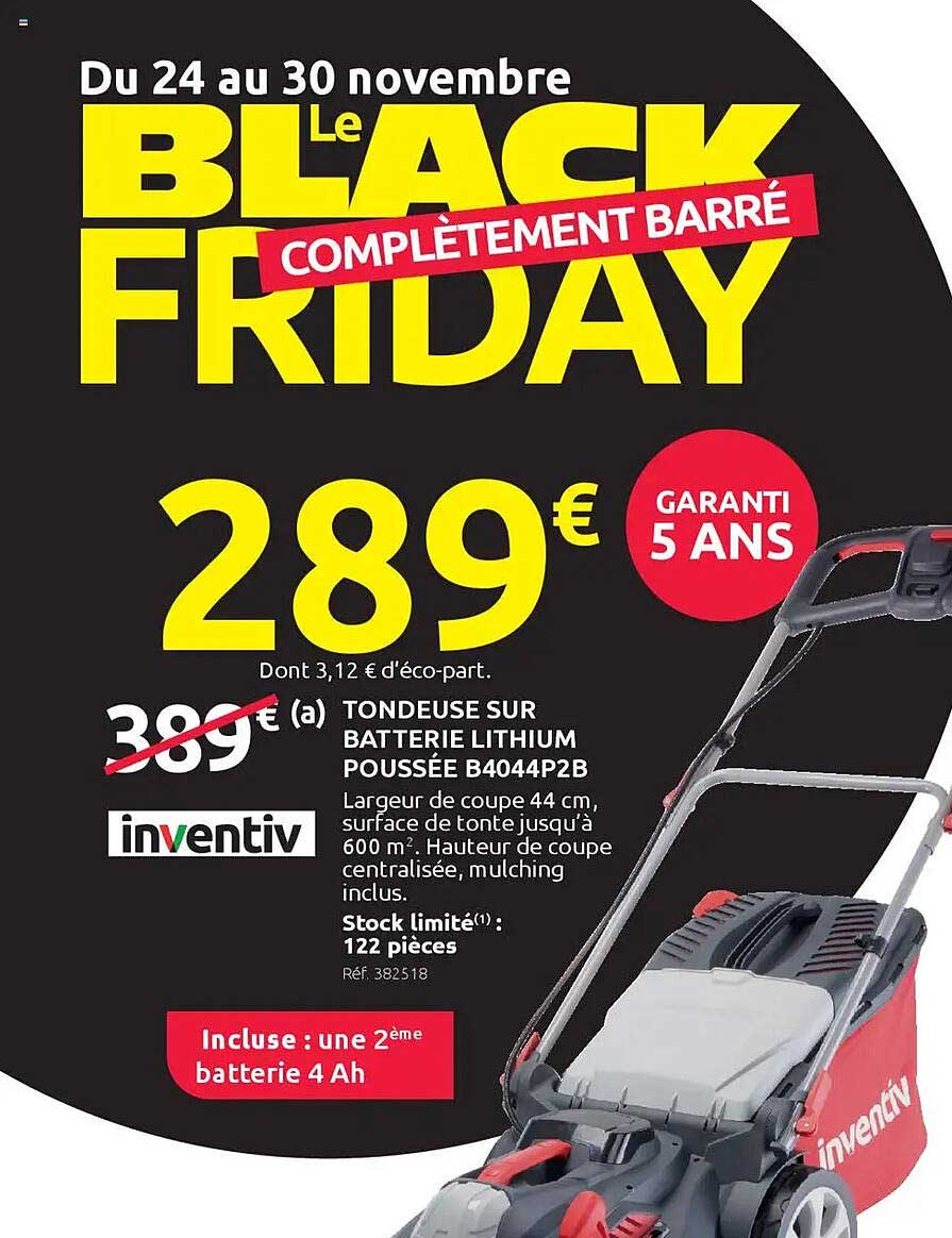 TONDEUSE SUR BATTERIE LITHIUM POUSSÉE B4044P2B