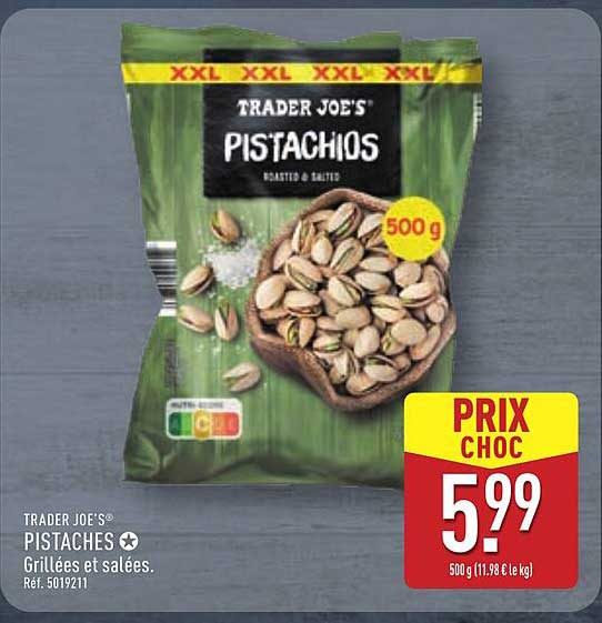 TRADER JOE'S® PISTACHES Grillées et salées.