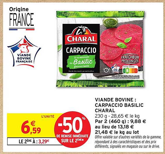 VIANDE BOVINE : CARPACCIO BASILIC CHARAL