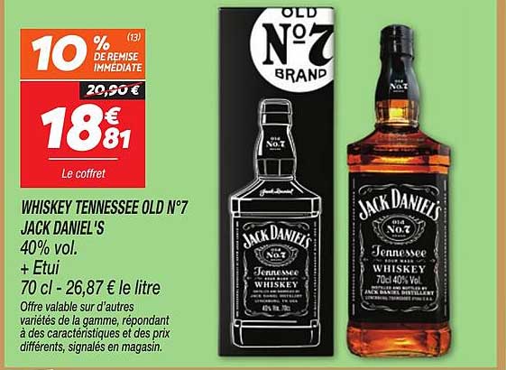 WHISKEY TENNESSE OLD N°7 JACK DANIEL'S 40% vol. + Étui