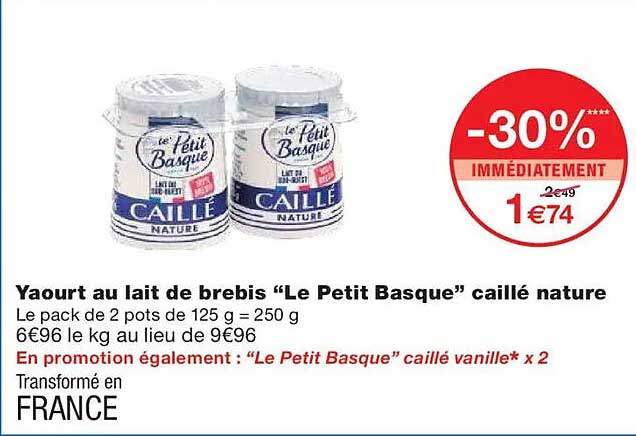 Yaourt au lait de brebis “Le Petit Basque” caillé nature