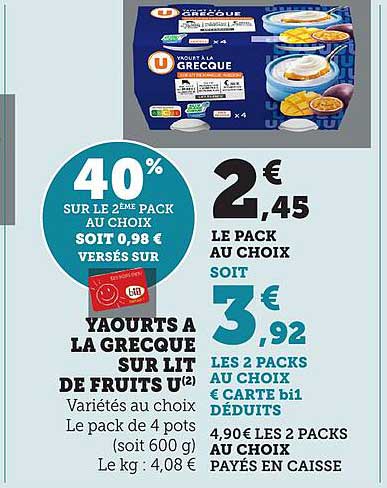 Yogourts à la Grecque sur lit de fruits U