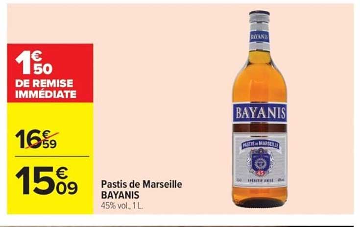 Pastis Rivanis Promo Pastis De Marseille Bayanis chez Carrefour Market - 123Catalogue.fr