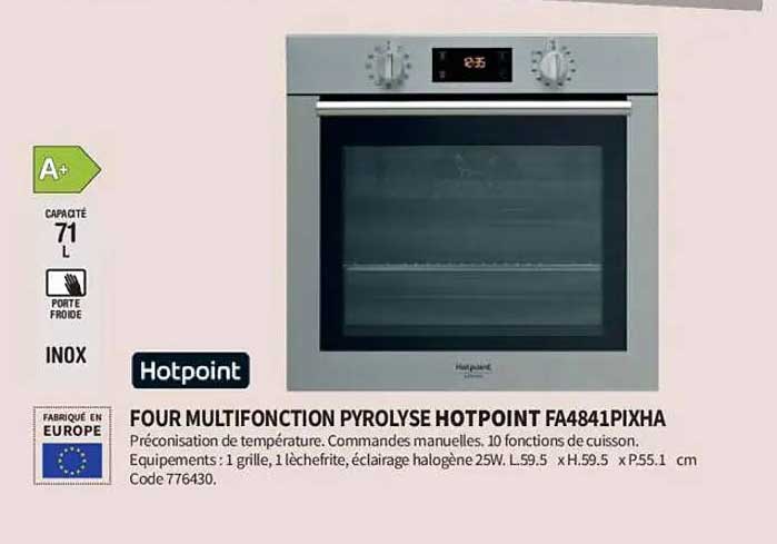 FOUR MULTIFONCTION PYROLYSE HOTPOINT FA841PIXHA