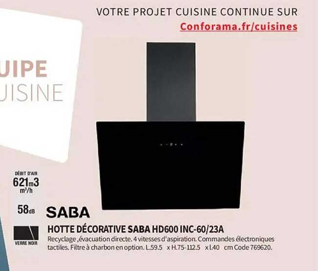 HOTTE DÉCORATIVE SABA HD600 INC-60/23A