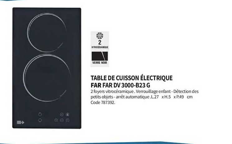 TABLE DE CUISSON ÉLECTRIQUE FAR FAR DV 3000-B23 G