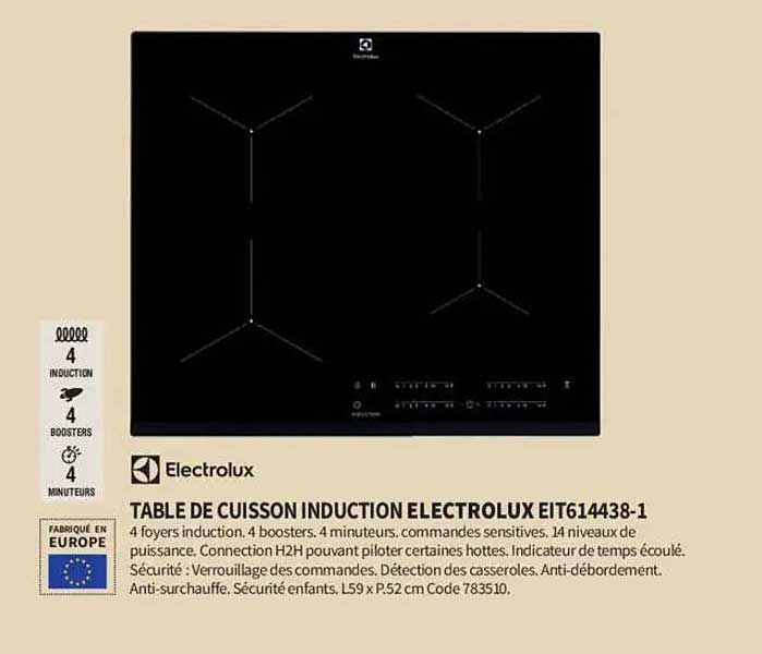 TABLE DE CUISSON INDUCTION ELECTROLUX EIT614438-1