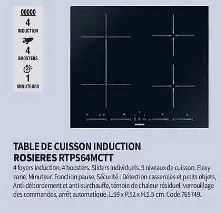 TABLE DE CUISSON INDUCTION ROSIERES RTPS64MCTT