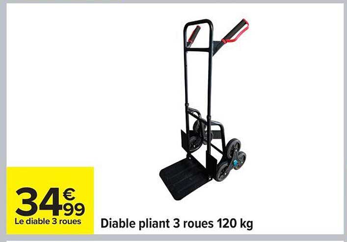 Diable pliant 3 roues 120 kg
