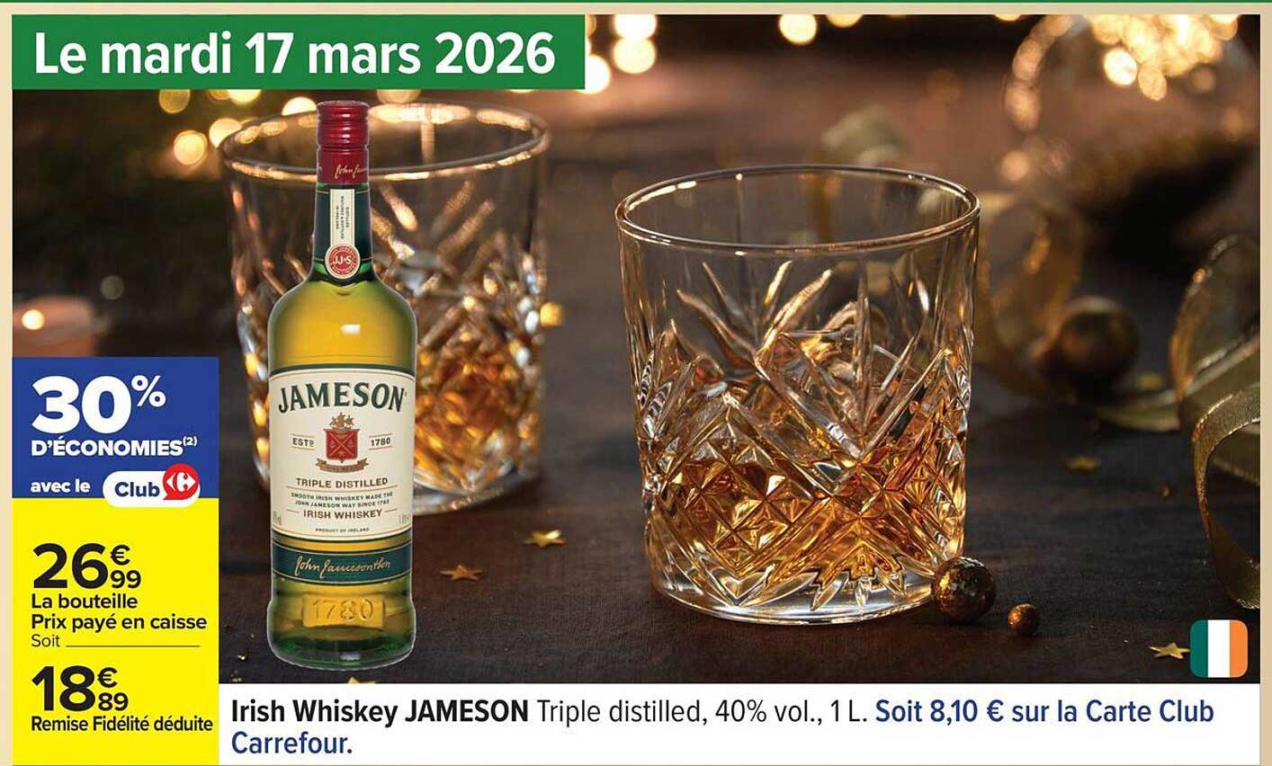 Irish Whiskey JAMESON Triple distilled, 40% vol., 1 L.