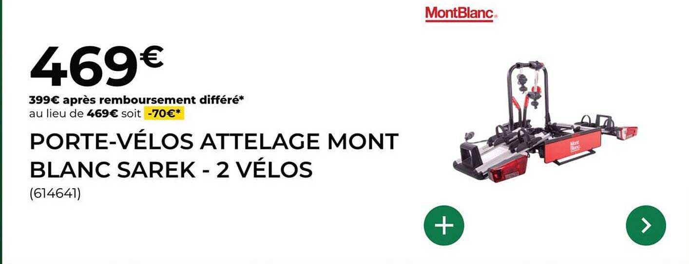 PORTE-VÉLOS ATTELAGE MONT BLANC SAREK - 2 VÉLOS