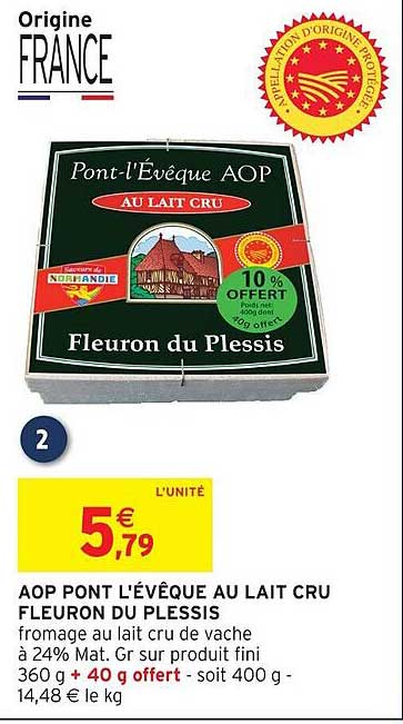 AOP PONT L'ÉVÊQUE AU LAIT CRU FLEURON DU PLESSIS