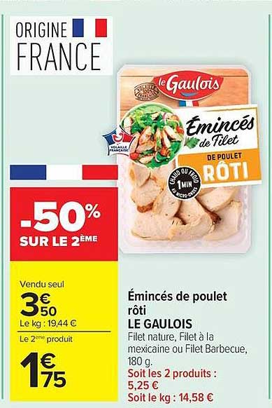 Promo Émincés De Poulet Rôti Fleury Michon chez Auchan - 123Catalogue.fr