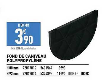 FOND DE CANIVEAU POLYPROPYLÈNE