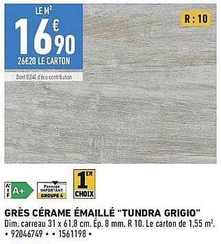 GRÈS CÉRAME ÉMAILLÉ "TUNDRA GRIGIO"