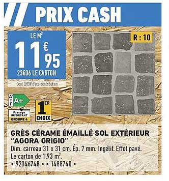 GRÈS CÉRAMIQUE ÉMAILLÉ SOL EXTÉRIEUR “AGORA GRIGIO”