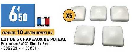 LOT DE 5 CHAPEAUX DE POTEAU