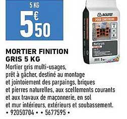 MORTIER FINITION GRIS 5 KG