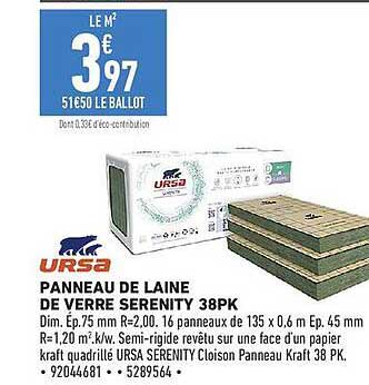 PANNEAU DE LAINE DE VERRE SERENITY 38PK