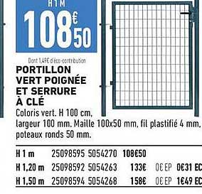 PORTILLON VERT POIGNÉE ET SERRURE À CLÉ