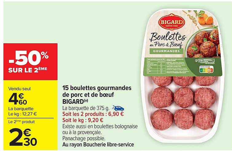 15 boulettes gourmandes de porc et de bœuf BIGARD