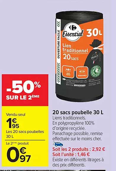 20 sacs poubelle 30 L