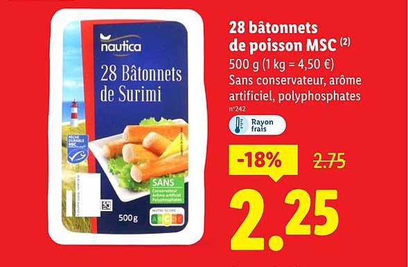28 bâtonnets de poisson MSC