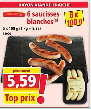 6 saucisses blanches