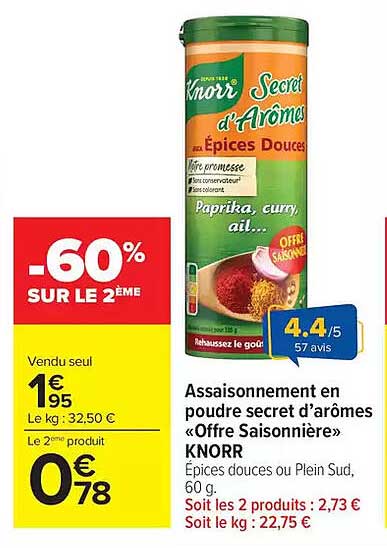 Assaisonnement en poudre secret d’arômes «Offre Saisonnière» KNORR
