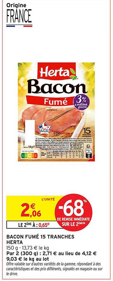 BACON FUMÉ 15 TRANCHES HERTA