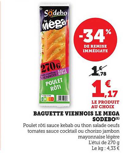 BAGUETTE VIENNOIS LE MEGA SODEBO