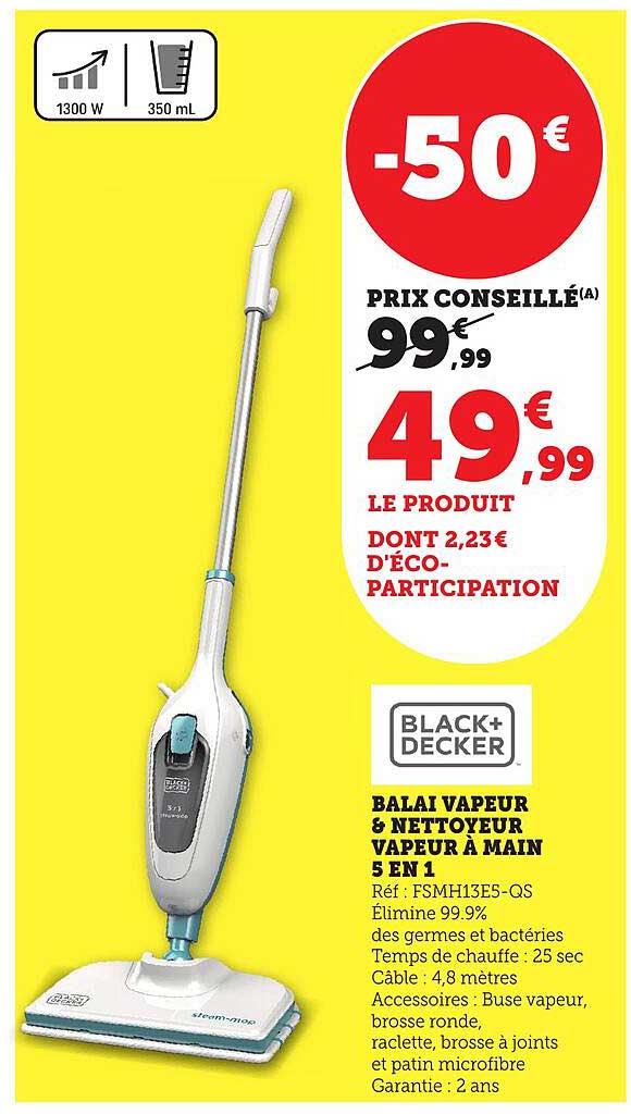 BALAI VAPEUR & NETTOYEUR VAPEUR À MAIN 5 EN 1