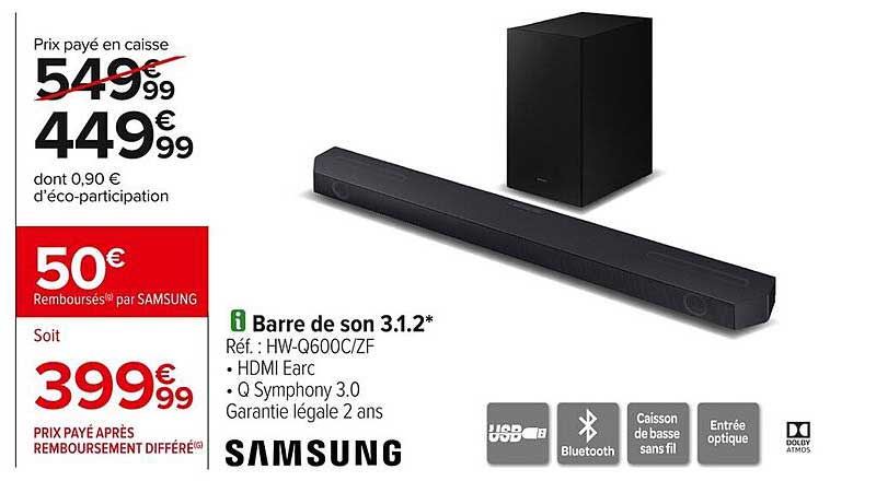 Barre de son 3.1.2* Réf. : HW-Q600C/ZF