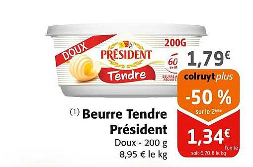 Beurre Tendre Président Doux - 200 g