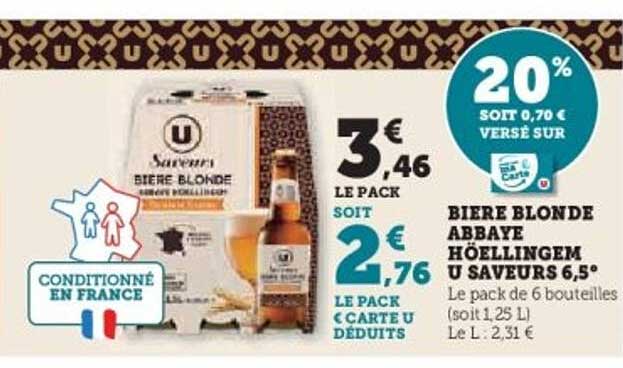 BIERE BLONDE ABBAYE HÖELLINGEM U SAVEURS 6,5°