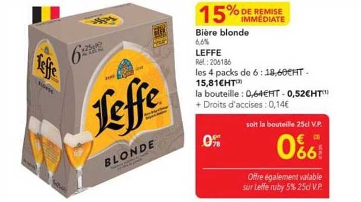 Bière blonde Leffe 6,6%
