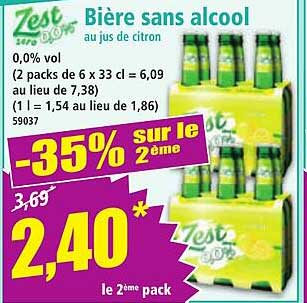Bière sans alcool au jus de citron