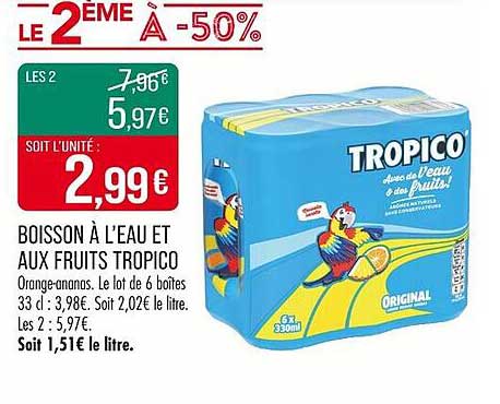 BOISSON À L'EAU ET AUX FRUITS TROPICO