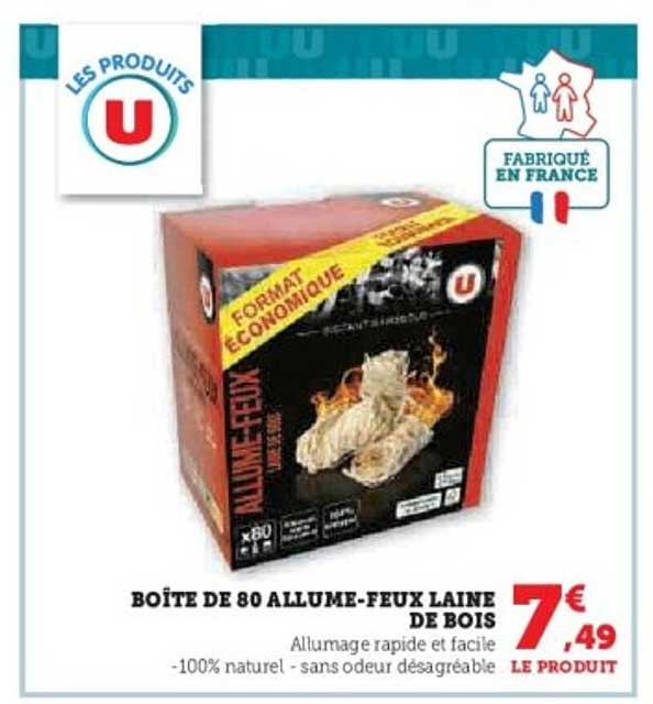 BOÎTE DE 80 ALLUME-FEUX LAINE DE BOIS