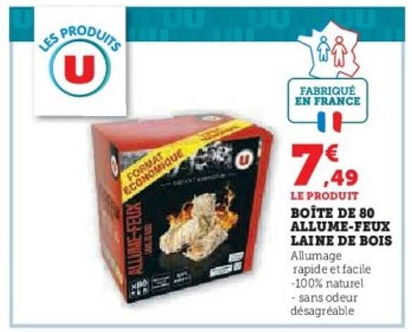 BOÎTE DE 80 ALLUME-FEUX LAINE DE BOIS