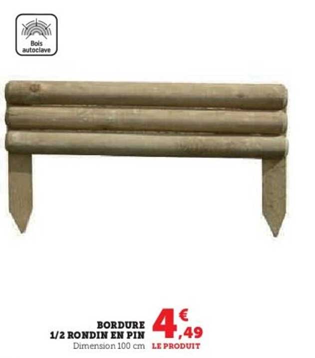 BORDURE 1/2 RONDIN EN PIN