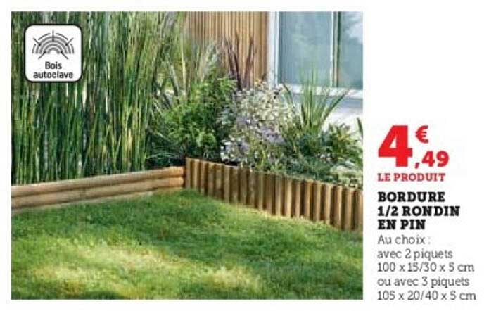 BORDURE 1/2 RONDIN EN PIN