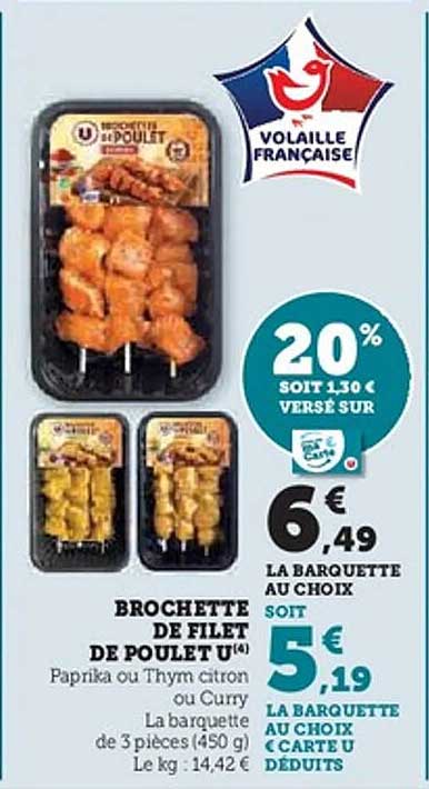 Brochette de filet de poulet U